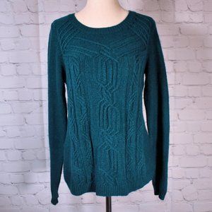 NWT $70 "The Limited" Cable Knit Pullover Sweater - Teal, Womens Medium